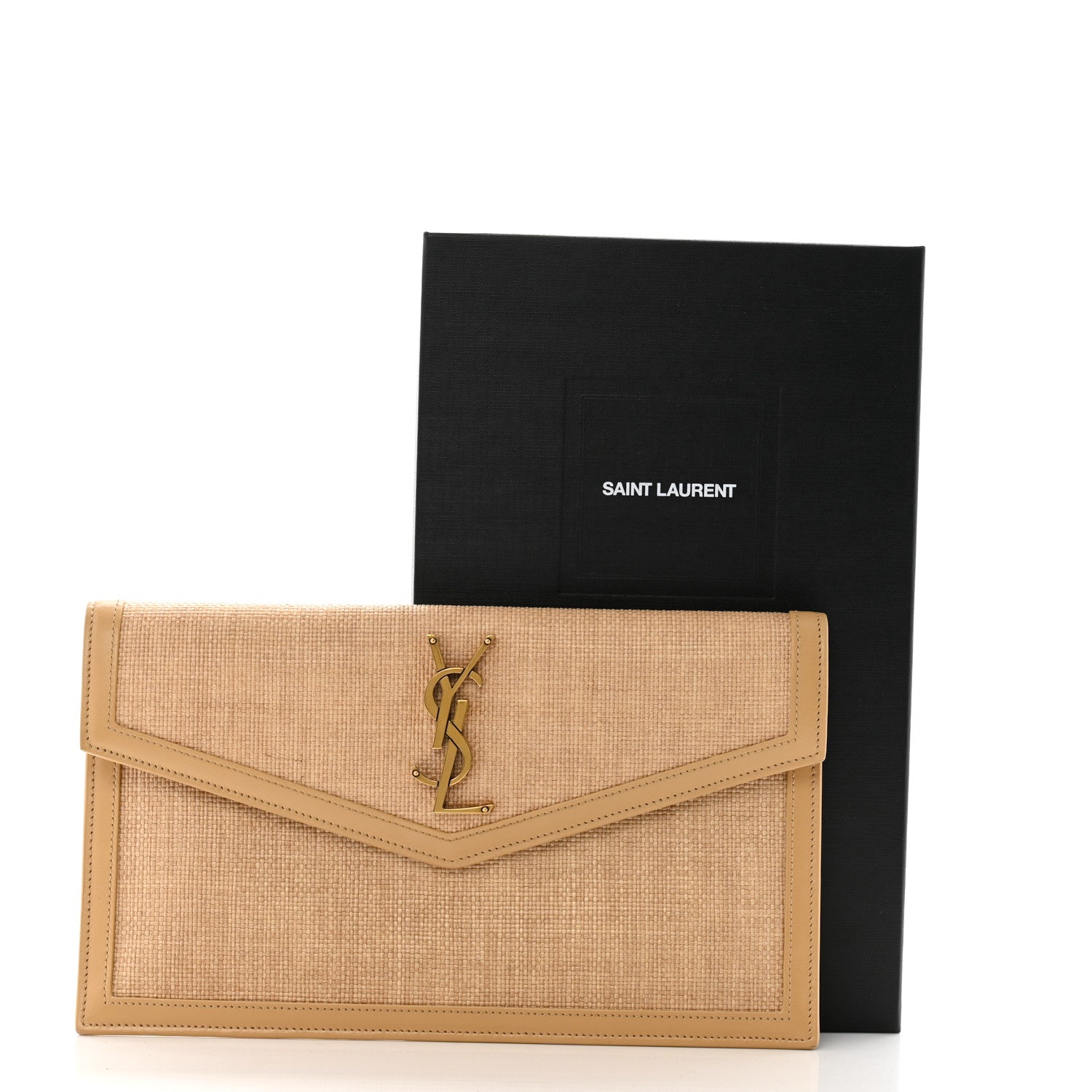 Saint Laurent Micro Raffia Uptown Pouch Natural Hay Blush 10 of 10