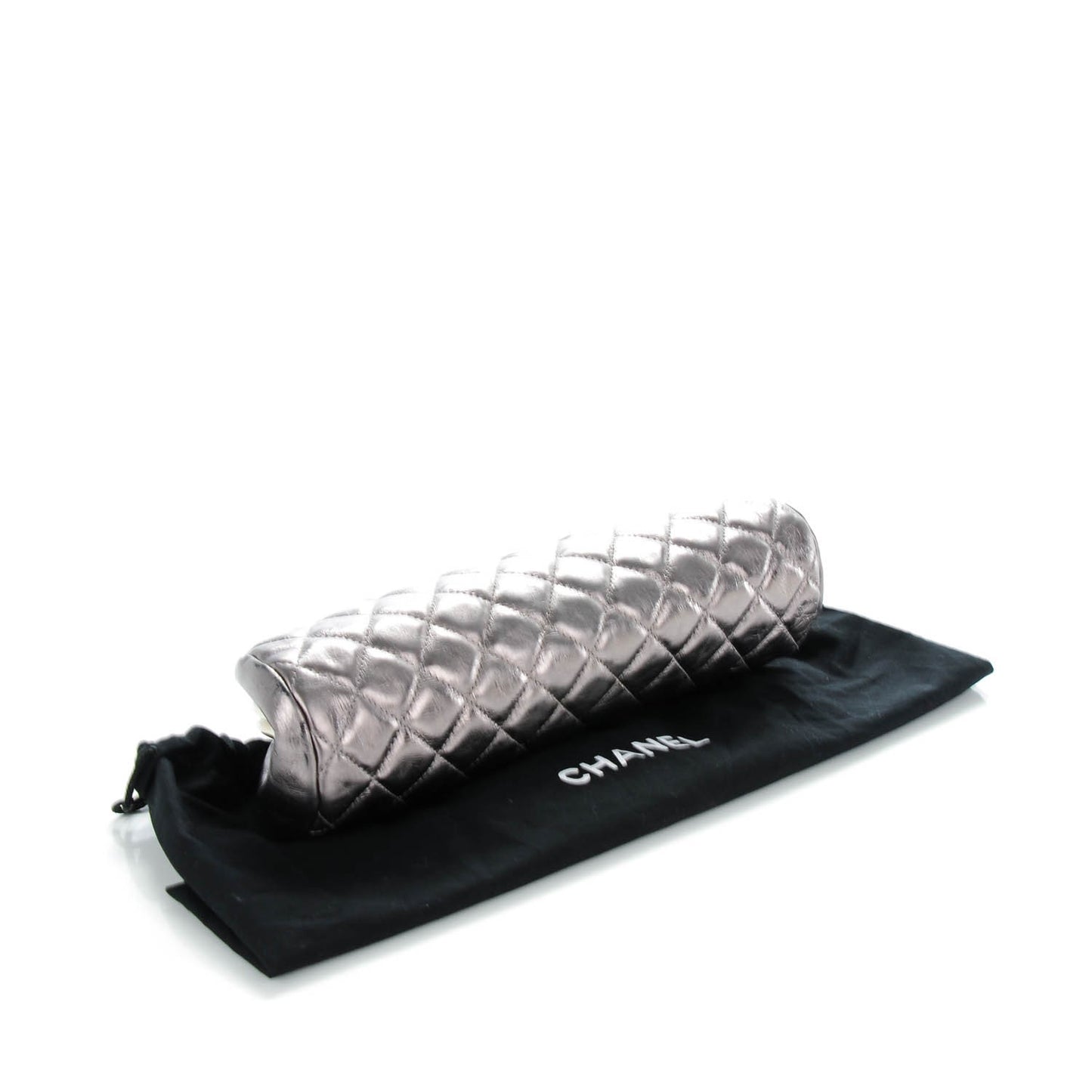 Metallic Aged Calfskin Quilted Timeless Clutch Silver