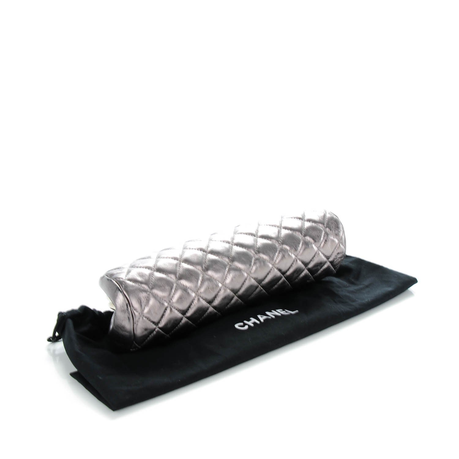 Chanel Metallic Aged Calfskin Quilted Timeless Clutch Silver 4 of 7