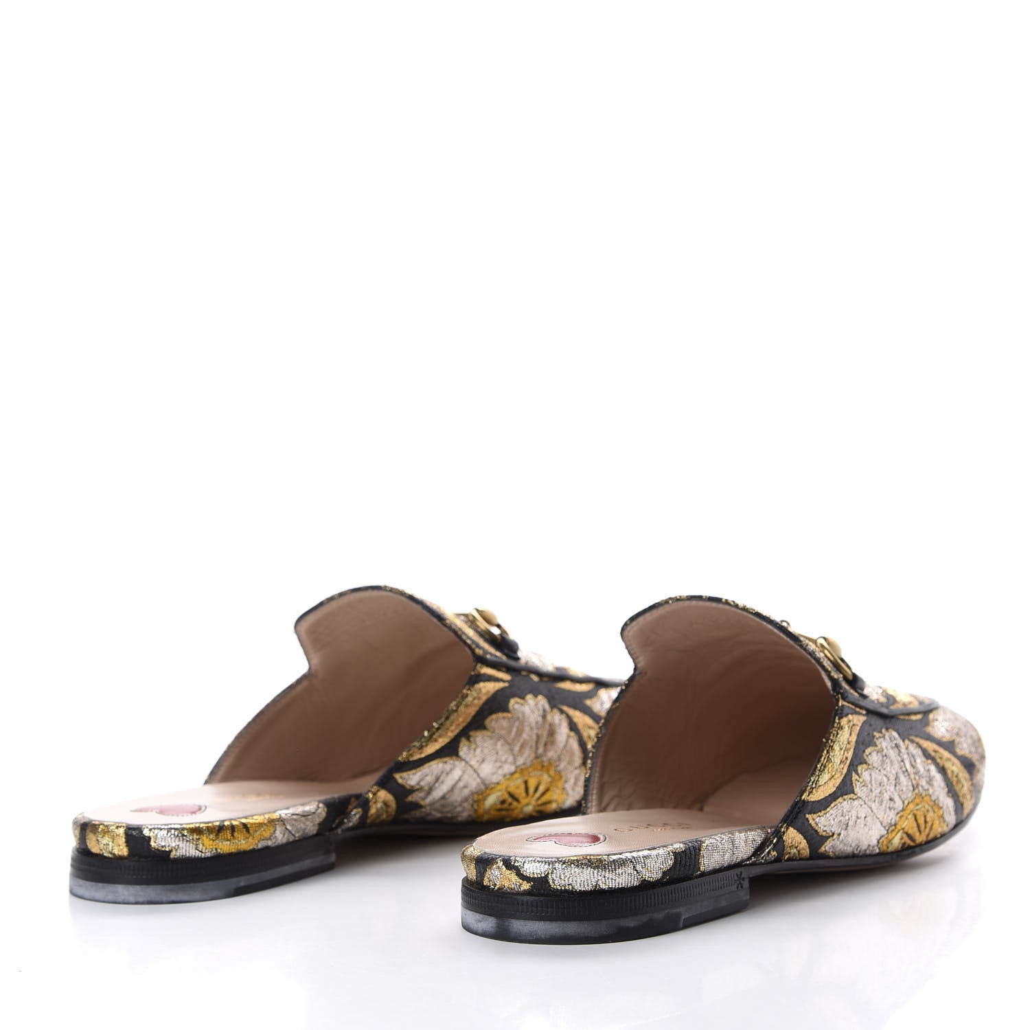 Gucci Jacquard Floral Womens Princetown Slippers 38 Oro Black 4 of 10