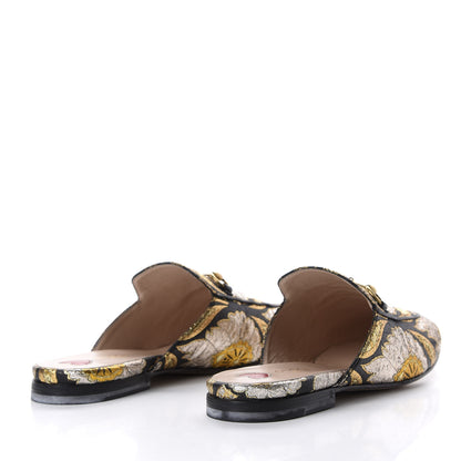 Gucci Jacquard Floral Womens Princetown Slippers 38 Oro Black 4 of 10