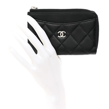 Chanel Lambskin Quilted Zip Card Holder Black 2 of 7