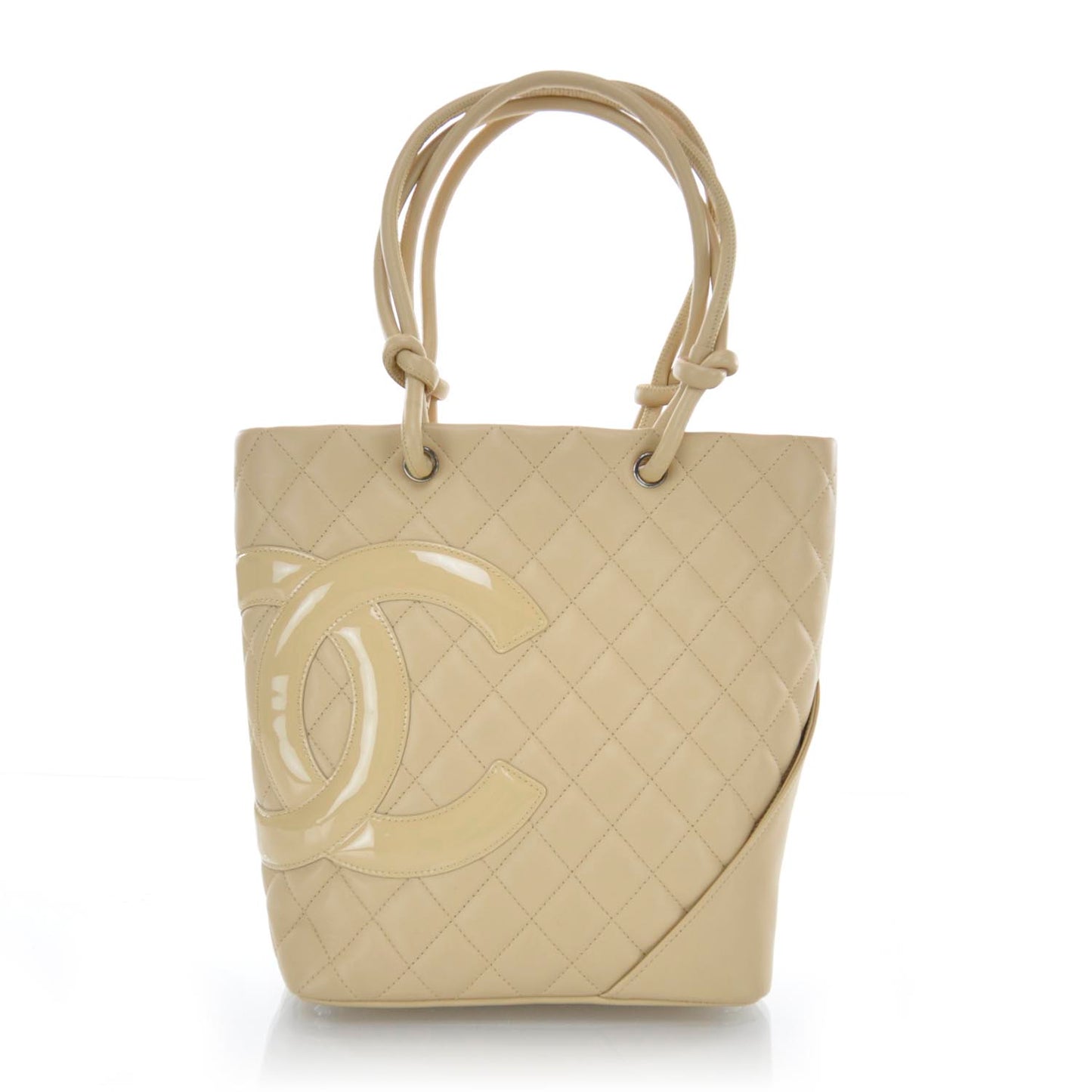 Calfskin Quilted Medium Cambon Tote Beige