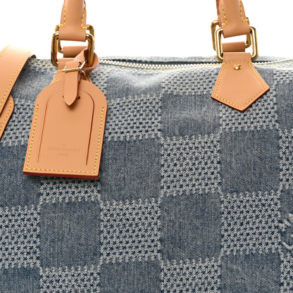 Louis Vuitton Damier Denim 3D Speedy Bandouliere 40 Bleu 6 of 8