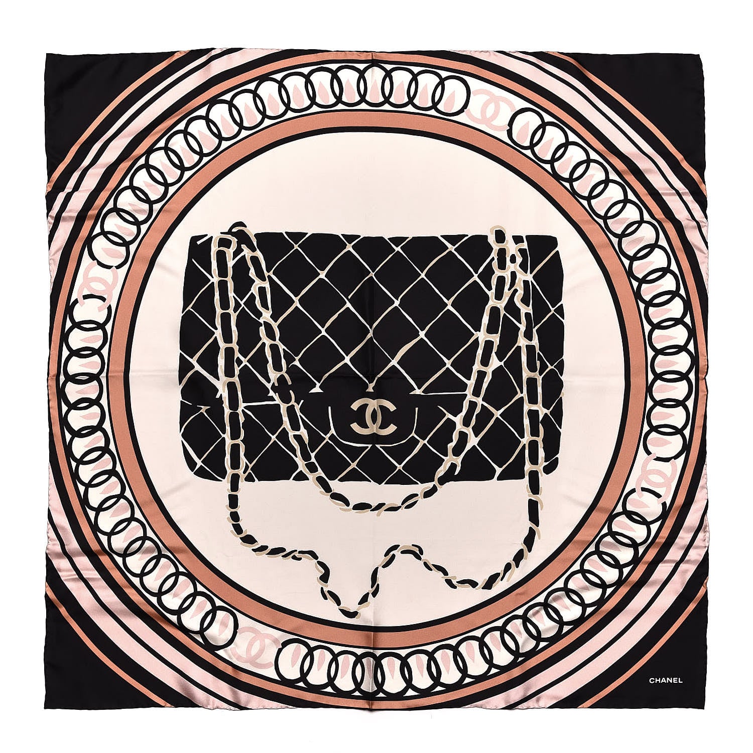 Chanel Silk Quilted Flap Bag CC Scarf Black Ivory Multicolor 1 of 4