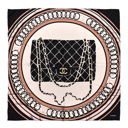 Chanel Silk Quilted Flap Bag CC Scarf Black Ivory Multicolor 1 of 4