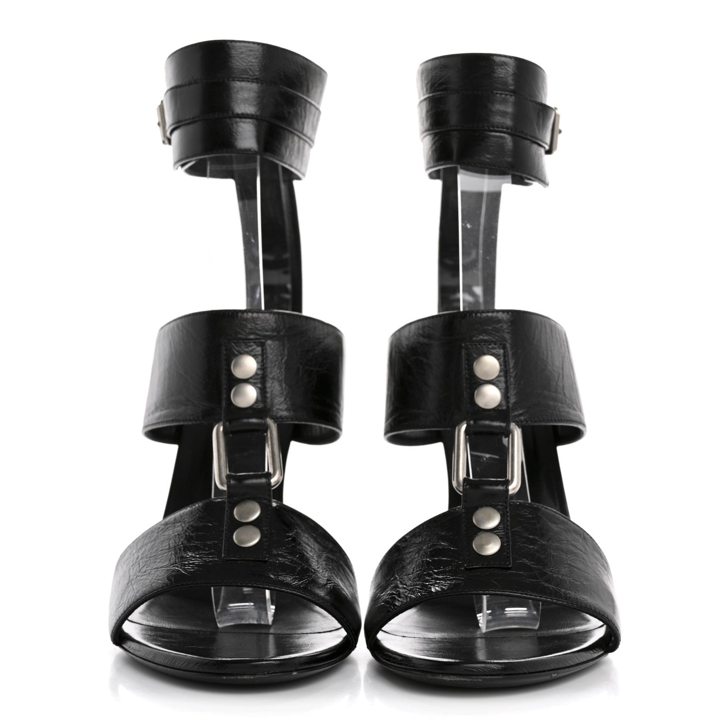Saint Laurent Shiny Calfskin Fetish 105 Sandal 39 Black 3 of 10