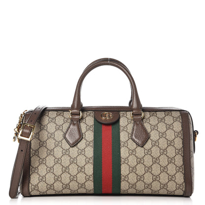 Gucci GG Supreme Monogram Web Medium Ophidia Boston Brown 1 of 8