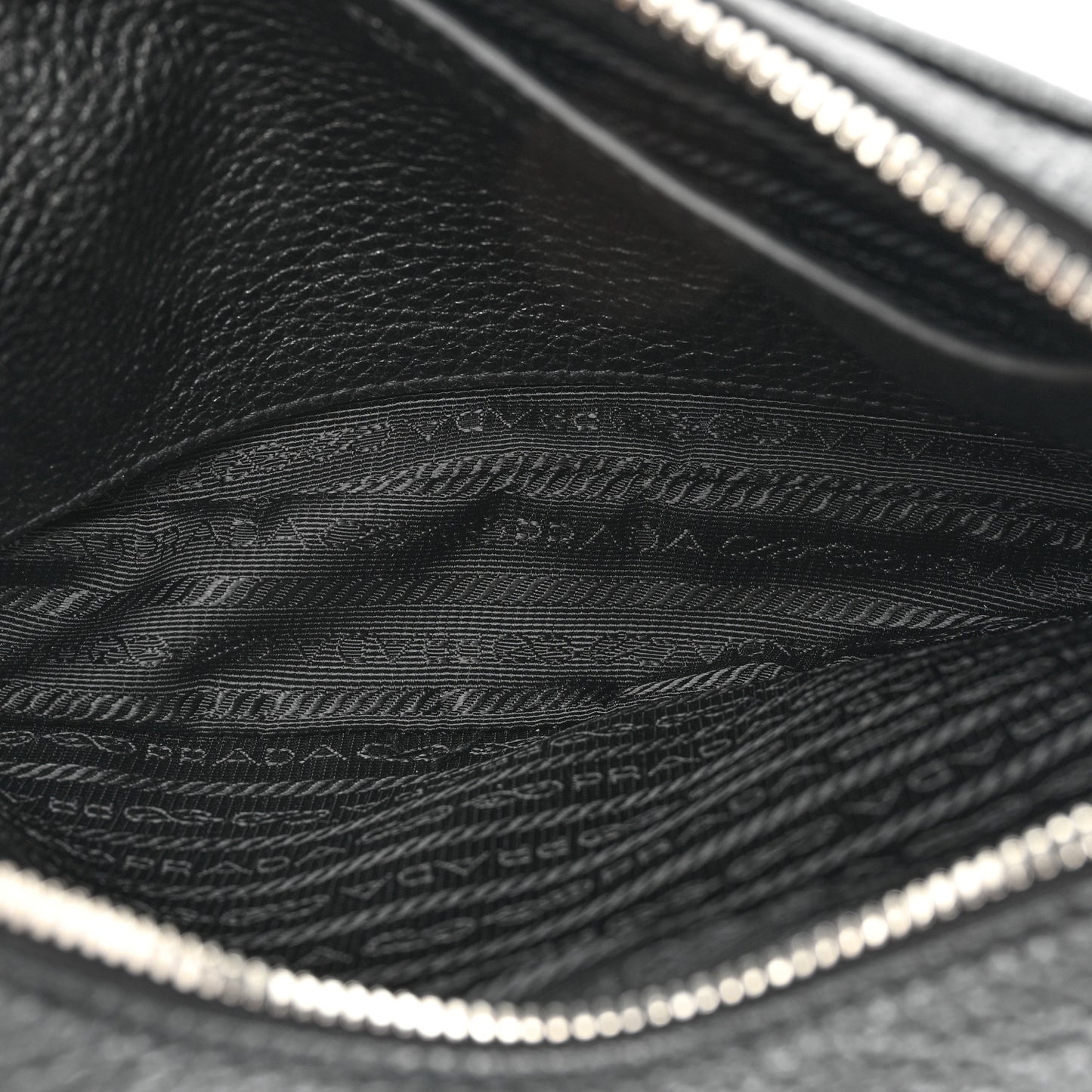 Vitello Daino Soft Medium Double Zip Shoulder Bag Black