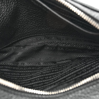 Prada Vitello Daino Soft Medium Double Zip Shoulder Bag Black 6 of 14