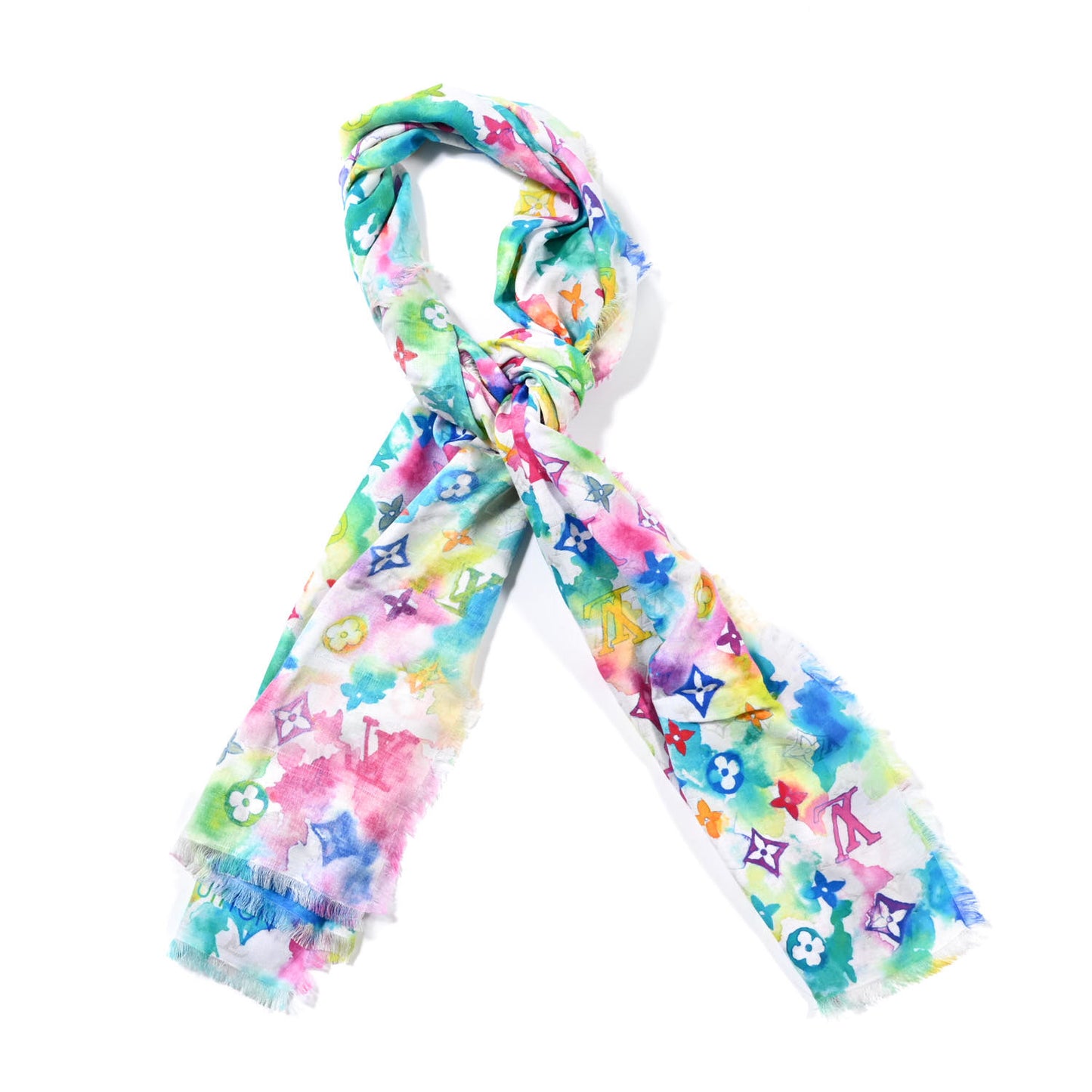 Cotton Monogram Essential Watercolor Stole Multicolor