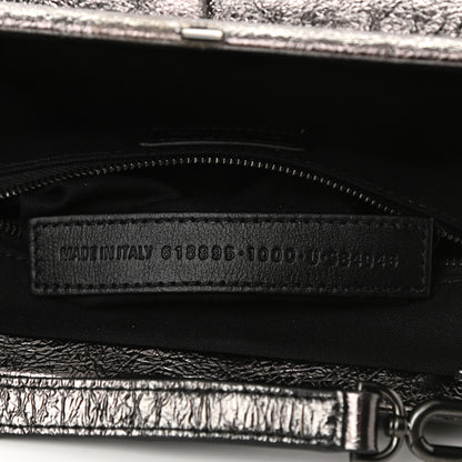 Balenciaga Metallic Textured Calfskin Logo Cloud Clutch XS Black 7 of 10