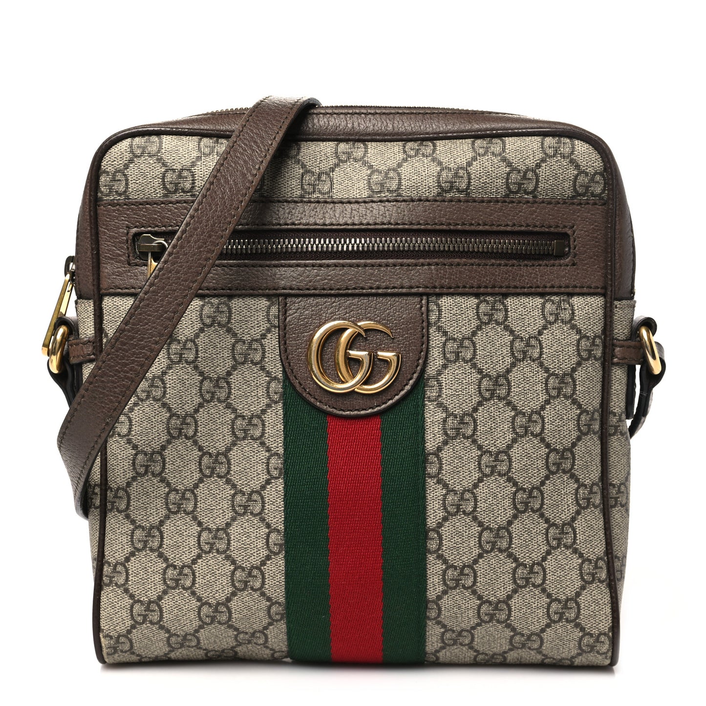 GG Supreme Monogram Web Small Ophidia Messenger Bag Brown