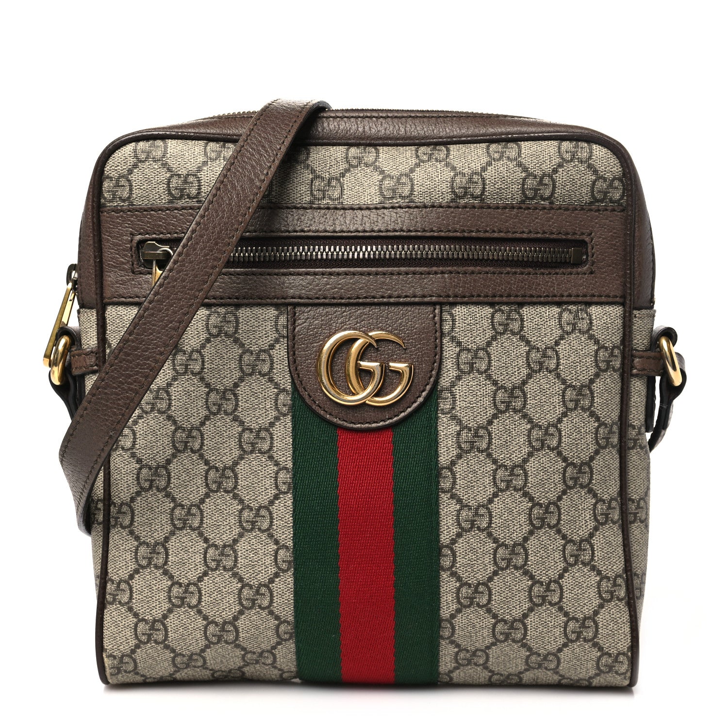 Gucci GG Supreme Monogram Web Small Ophidia Messenger Bag Brown 1 of 10