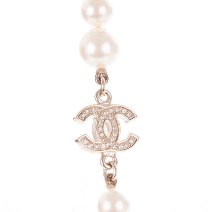 Chanel Graduated Pearl Crystal CC Long Necklace Gold 4 of 5