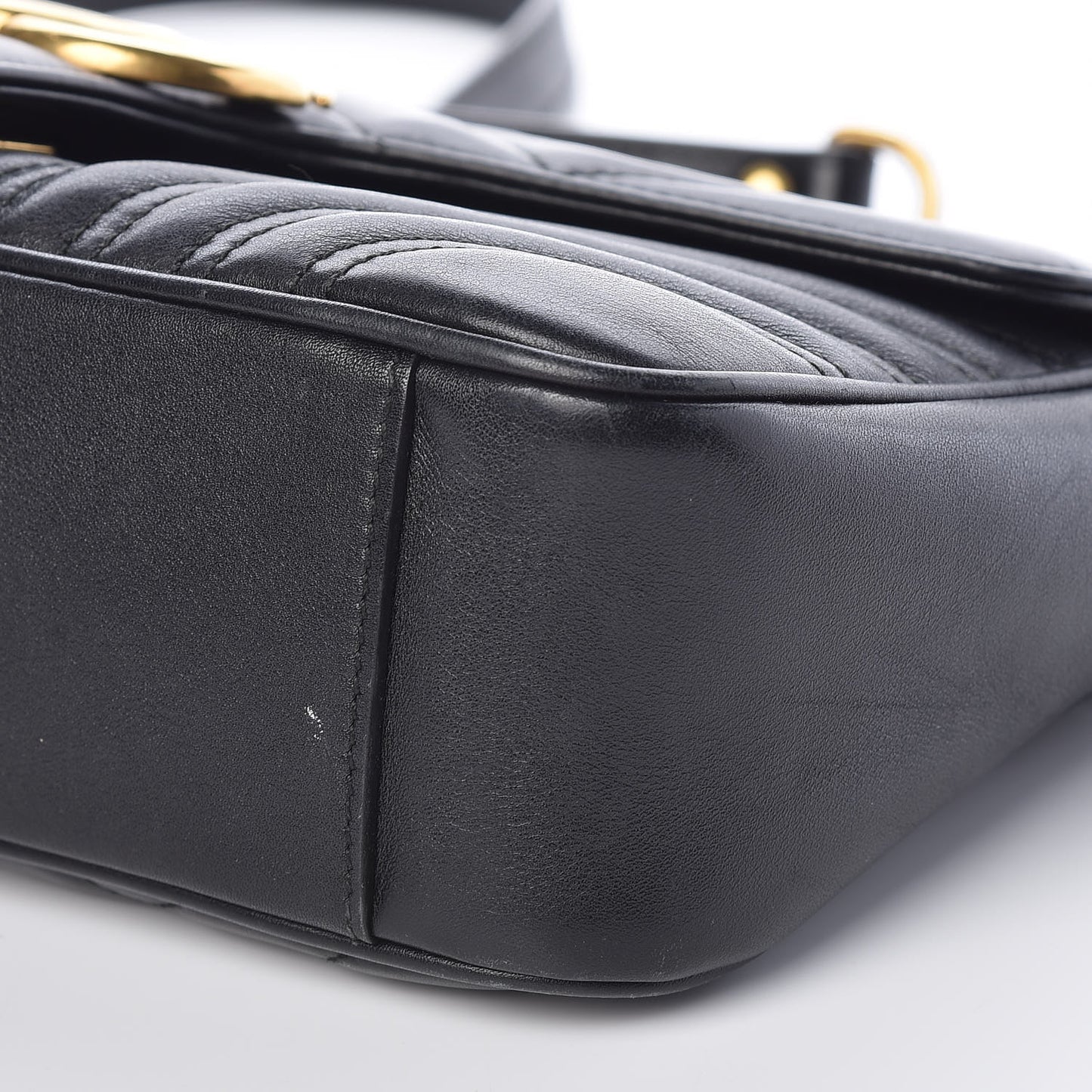 Calfskin Matelasse Small GG Marmont Shoulder Bag Black