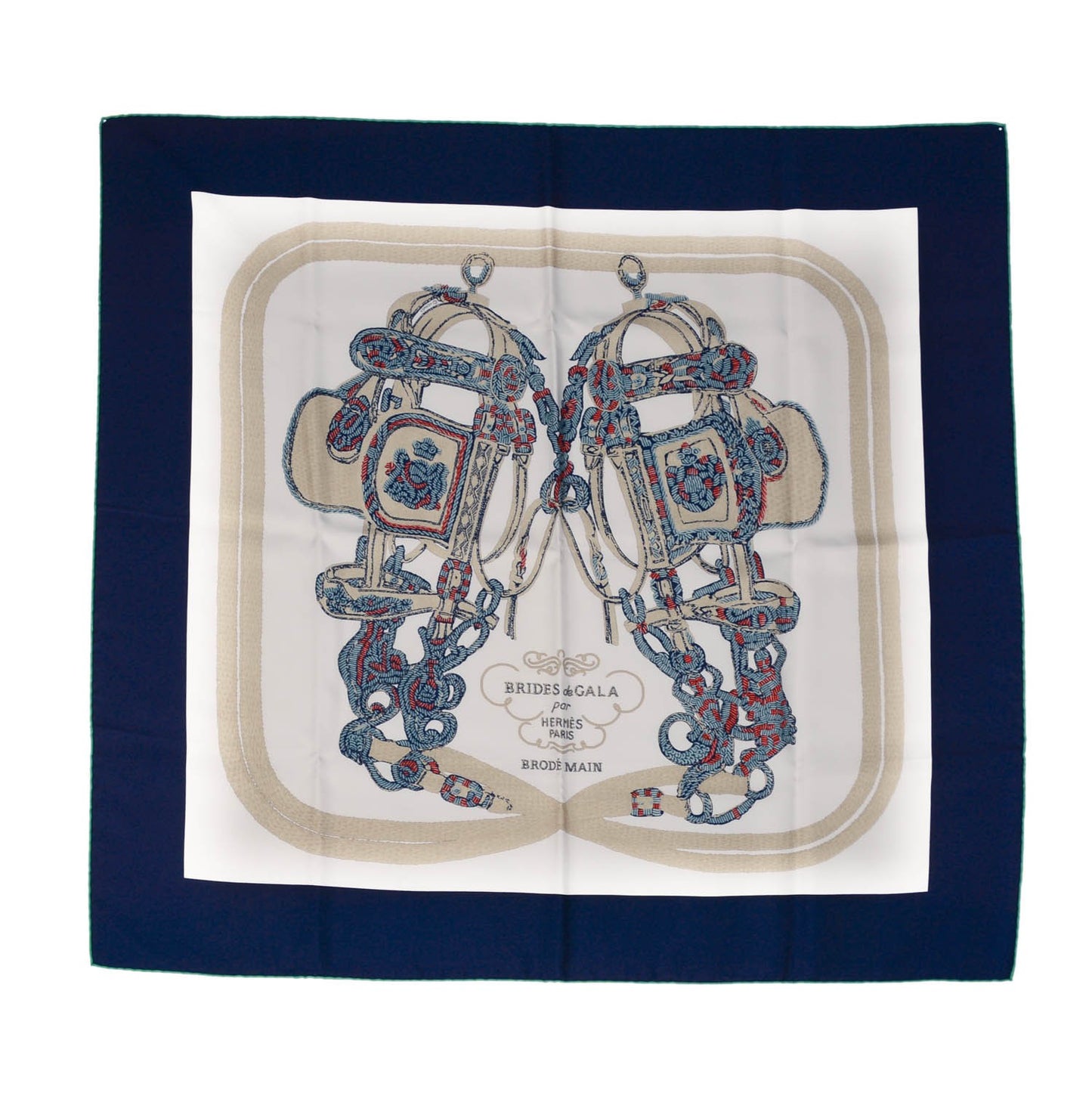 Silk Brides De Gala Scarf 90 Marine Blanc Beige