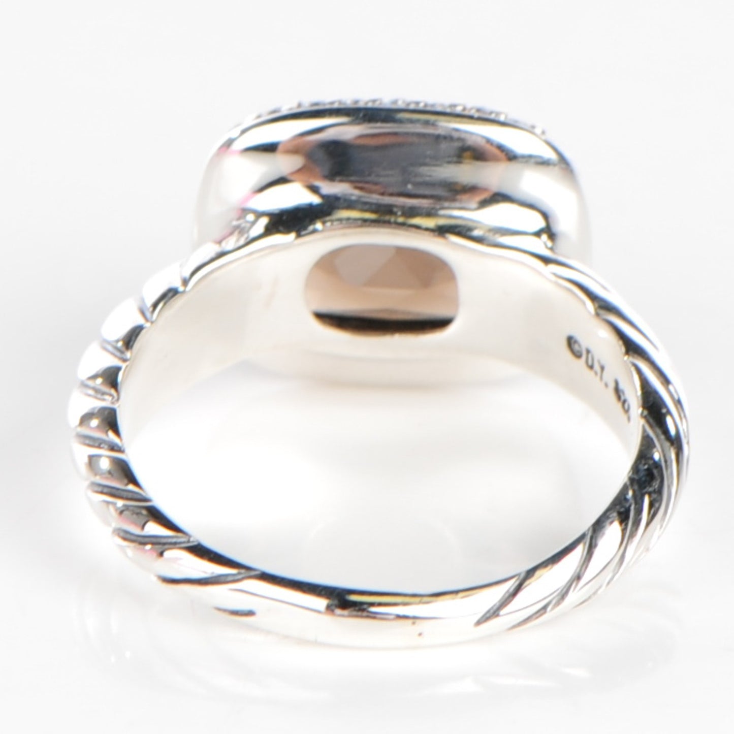Sterling Silver Diamond Smoky Quartz 10mm Noblesse Ring 52 6