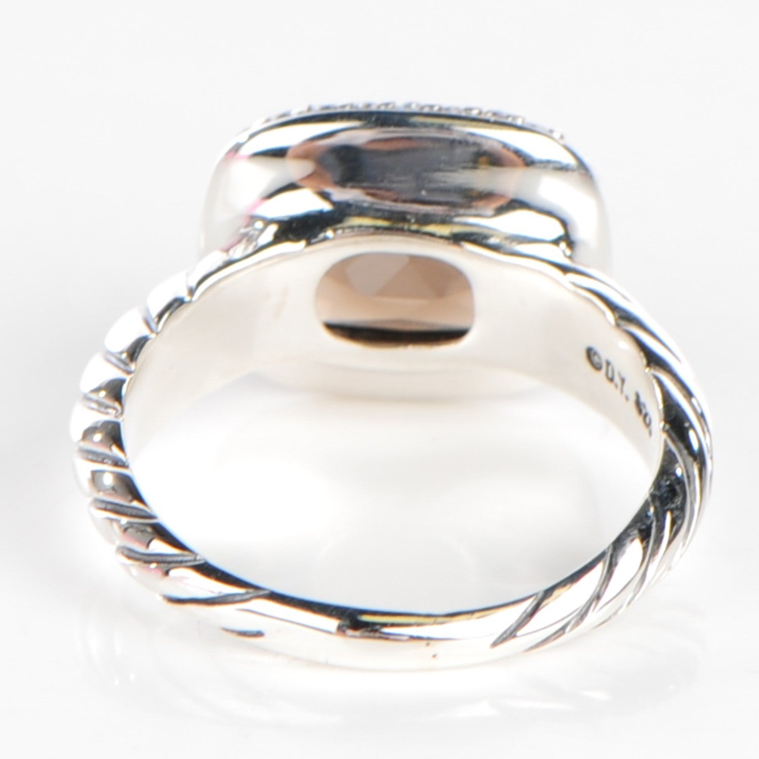 David Yurman Sterling Silver Diamond Smoky Quartz 10mm Noblesse Ring 52 6 3 of 4