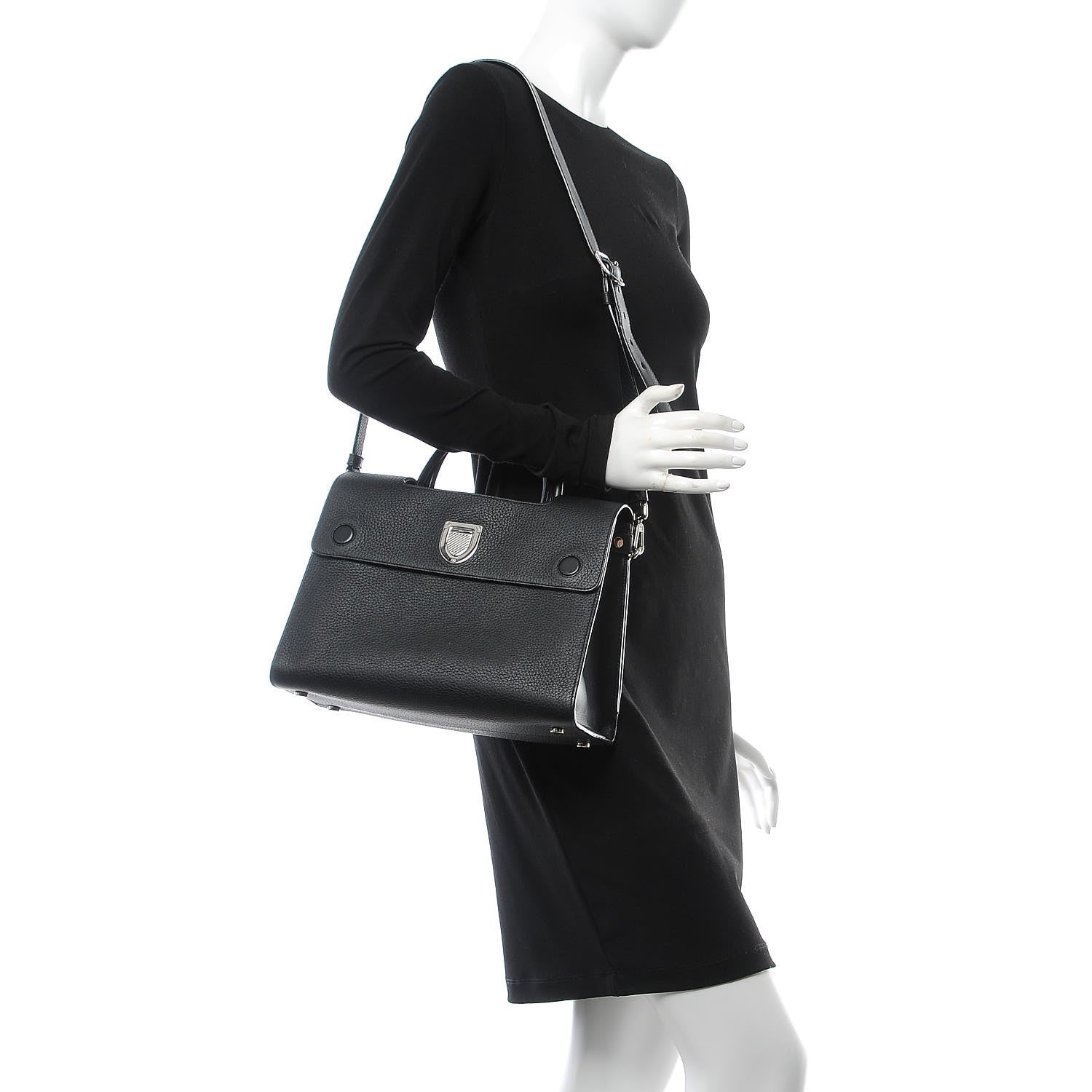 Christian Dior Grained Calfskin Medium Diorever Flap Black 2 of 11