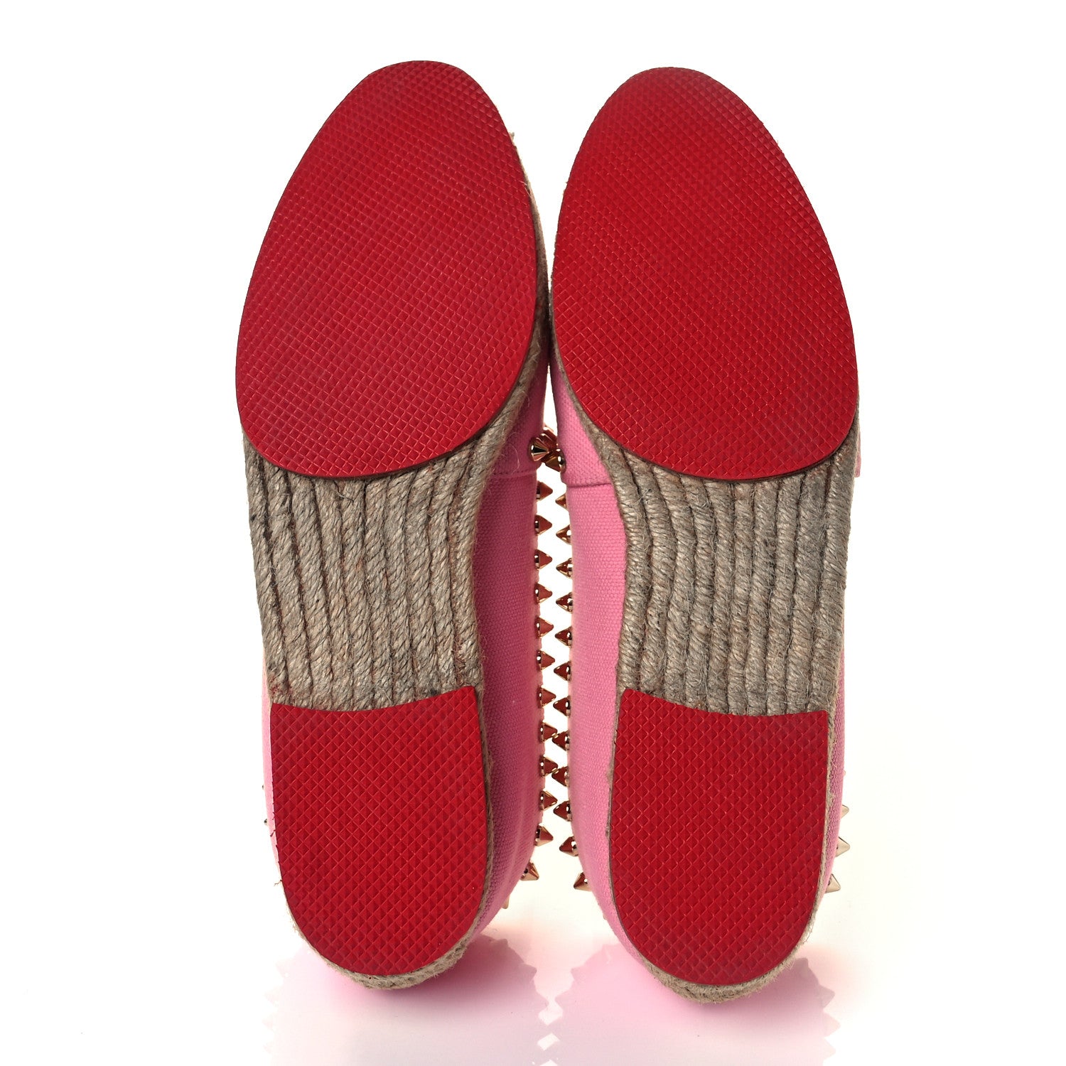 Christian Louboutin Canvas Ares Spikes Flat Espadrilles 37 Rose 5 of 7