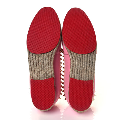 Christian Louboutin Canvas Ares Spikes Flat Espadrilles 37 Rose 5 of 7