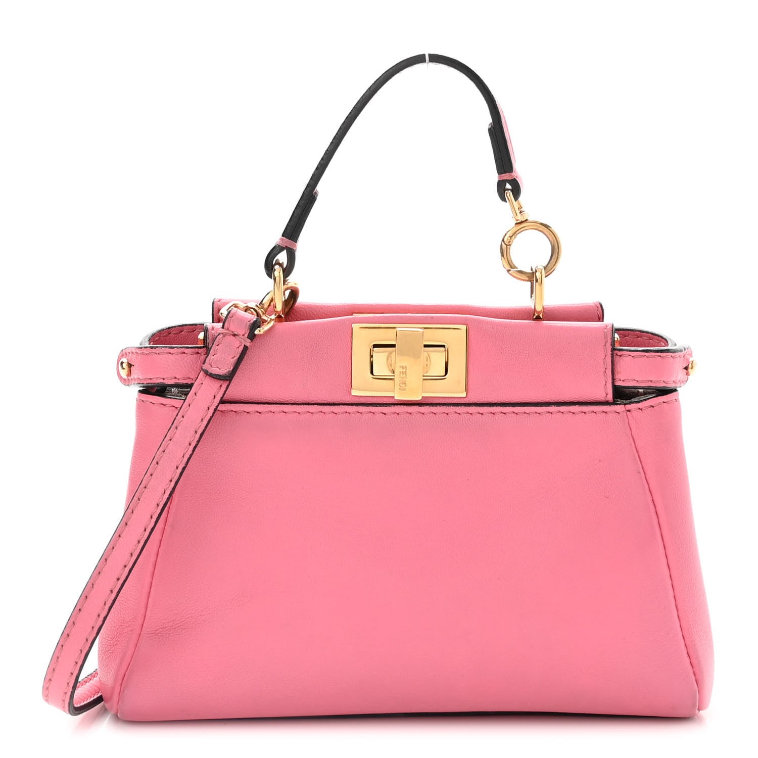 Fendi Shiny Nappa Micro Peekaboo Iconic Satchel Rosa Fluo 1 of 9