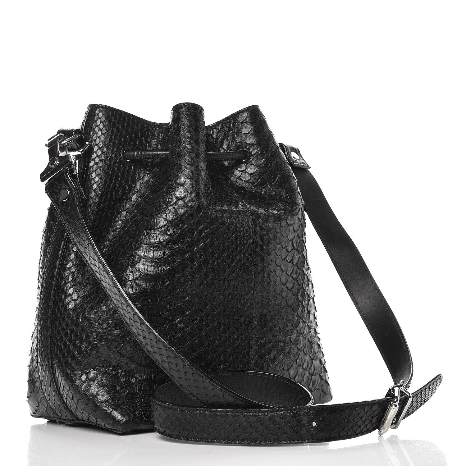 Proenza Schouler Python Medium Bucket Bag Black 3 of 8