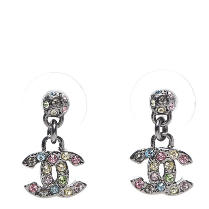 Chanel Crystal CC Drop Earrings Silver Multicolor 1 of 4