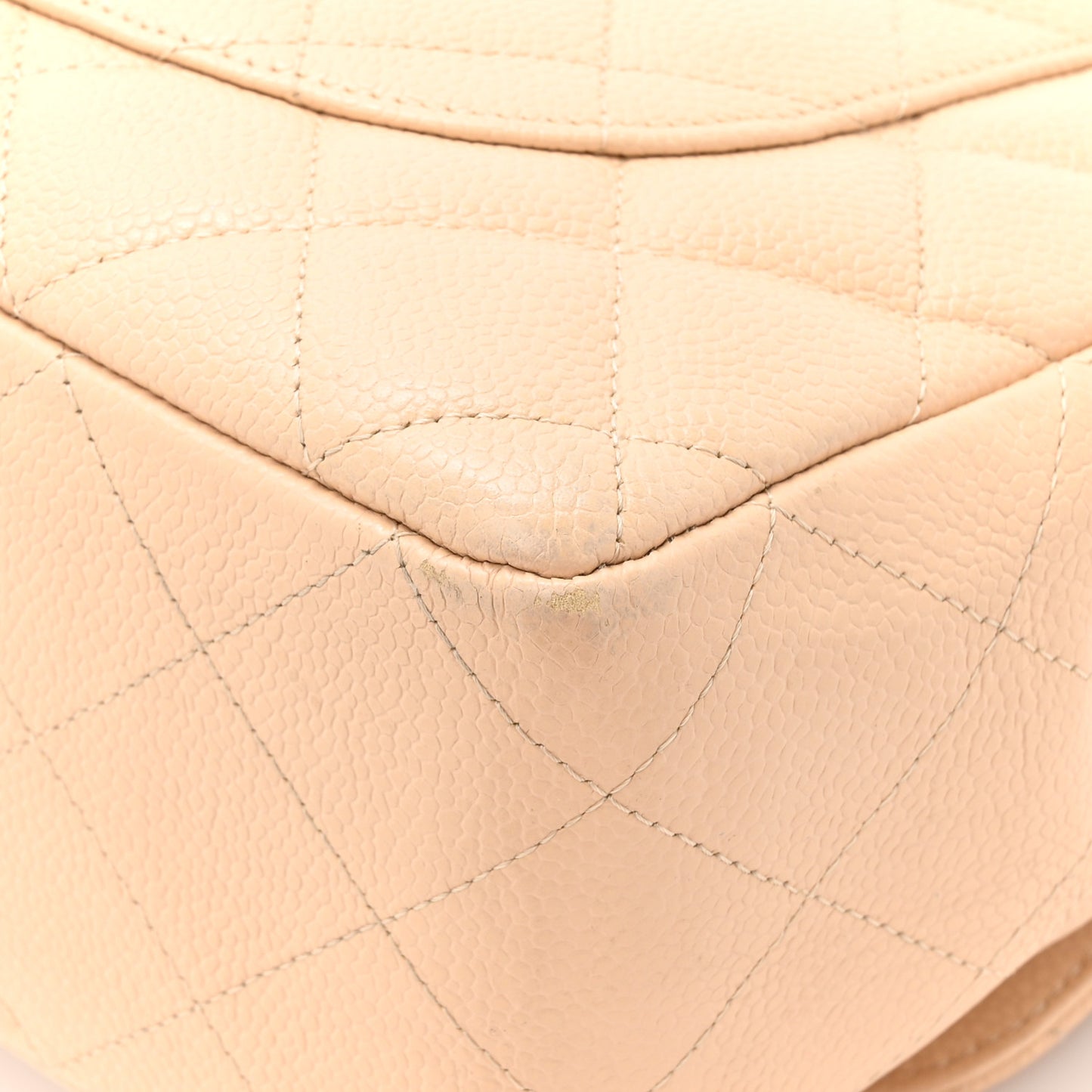 Caviar Quilted Jumbo Single Flap Beige