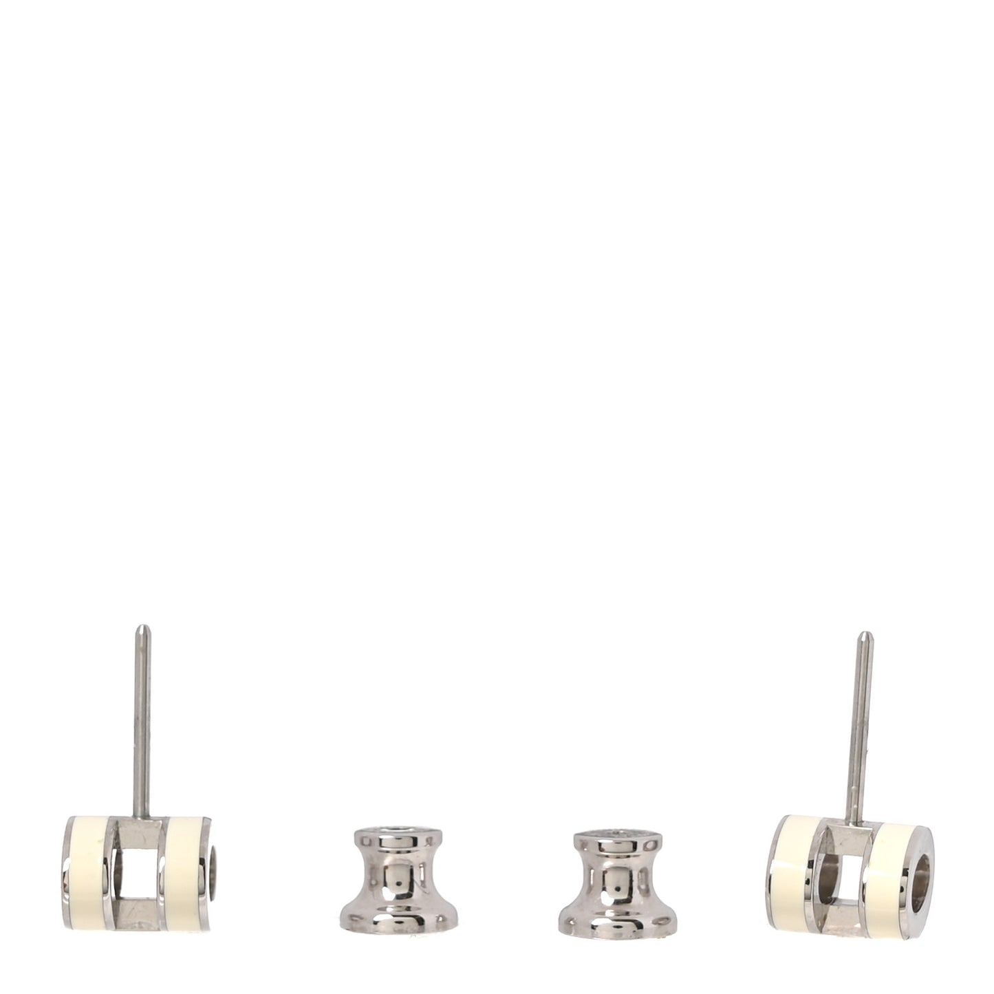 Palladium Lacquered Mini Pop H Earrings White