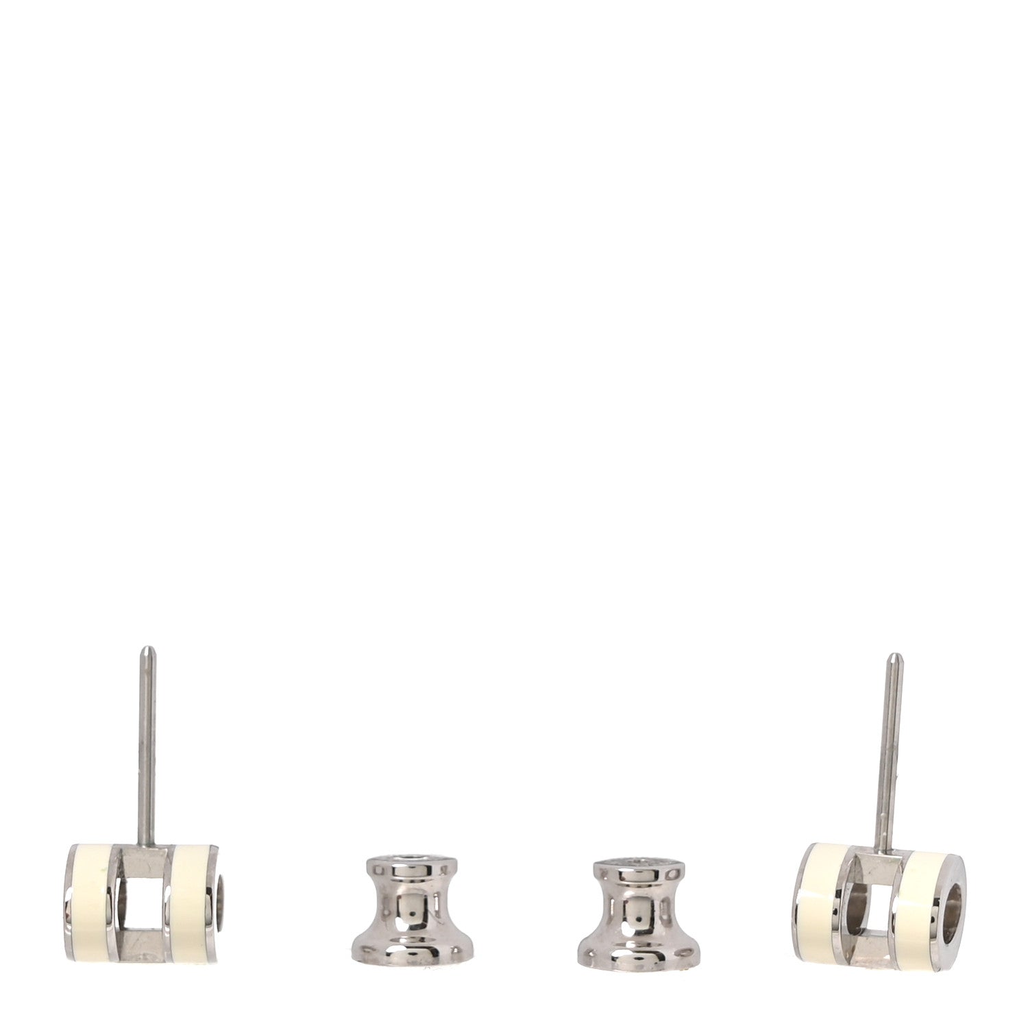 Hermes Palladium Lacquered Mini Pop H Earrings White 3 of 4