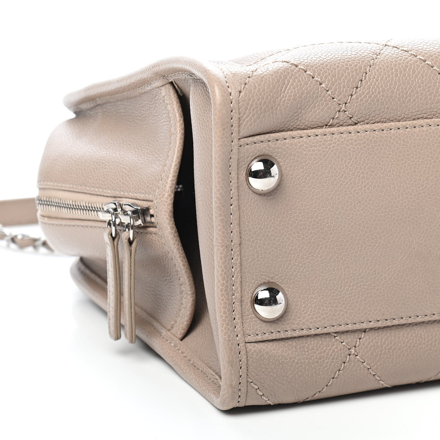 Caviar Quilted Deauville Bowling Bag Beige