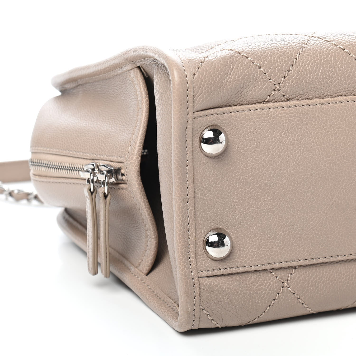 Chanel Caviar Quilted Deauville Bowling Bag Beige 7 of 9