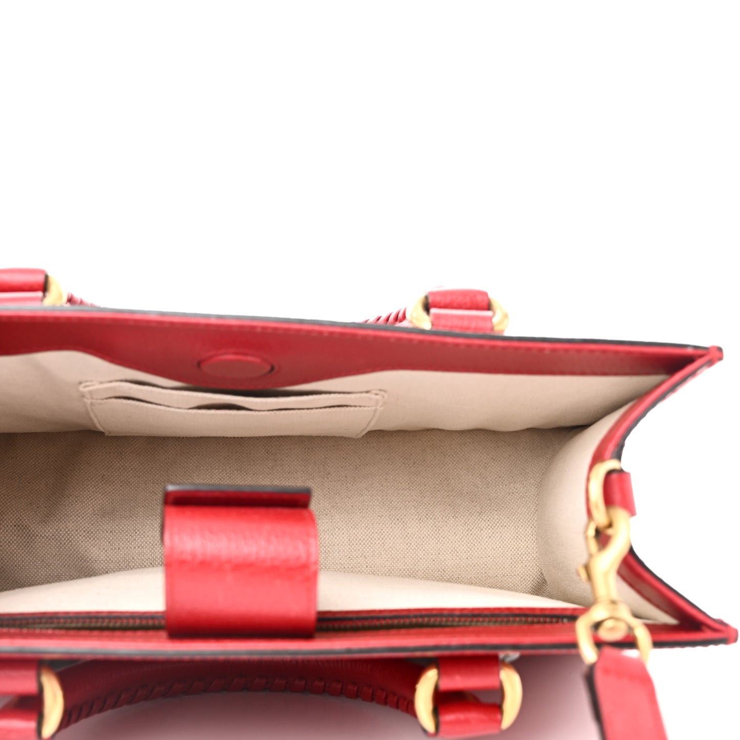 Grained Calfskin Small Animalier Top Handle Tote Red