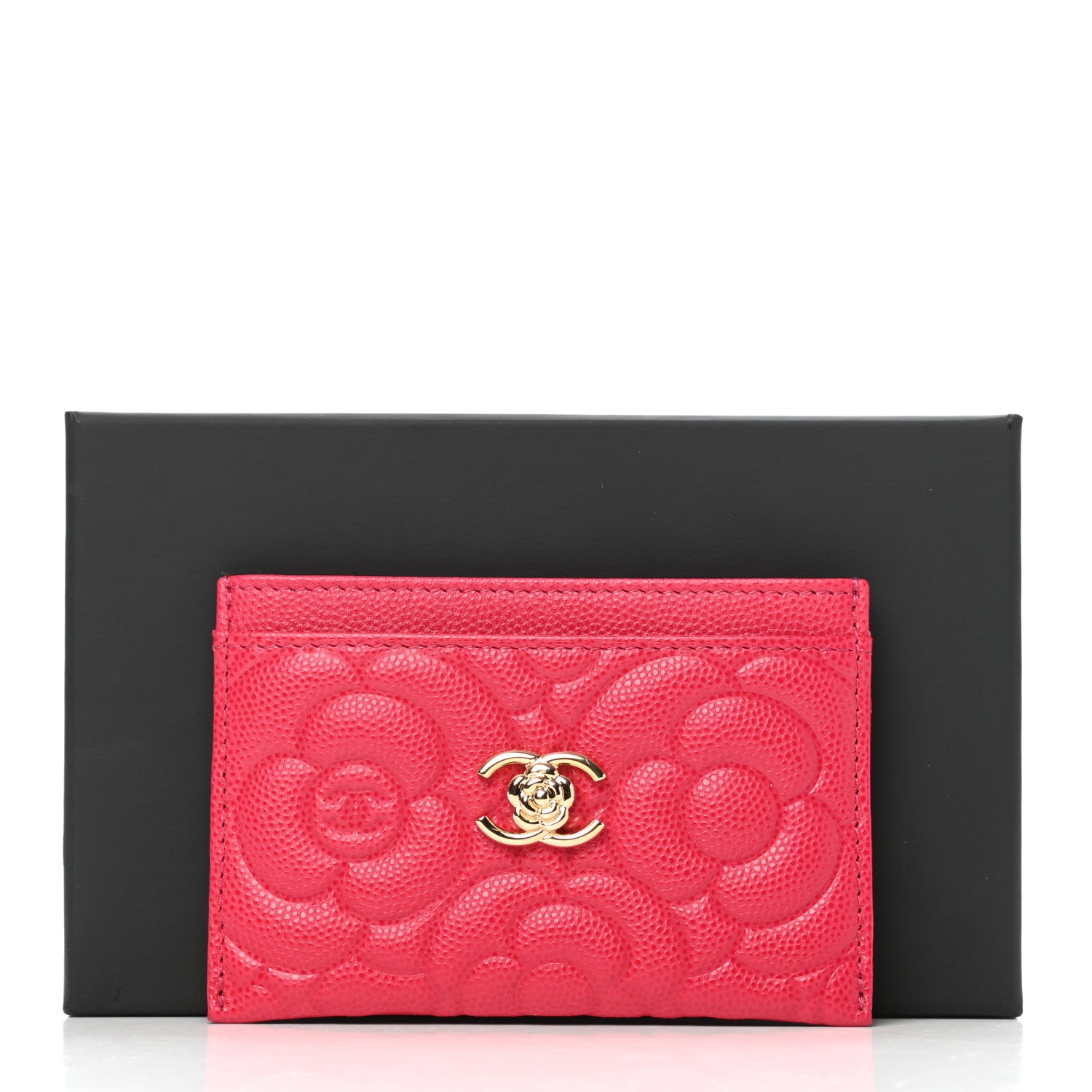 Chanel Caviar Camellia Embossed Card Holder Fuchsia 9 of 9