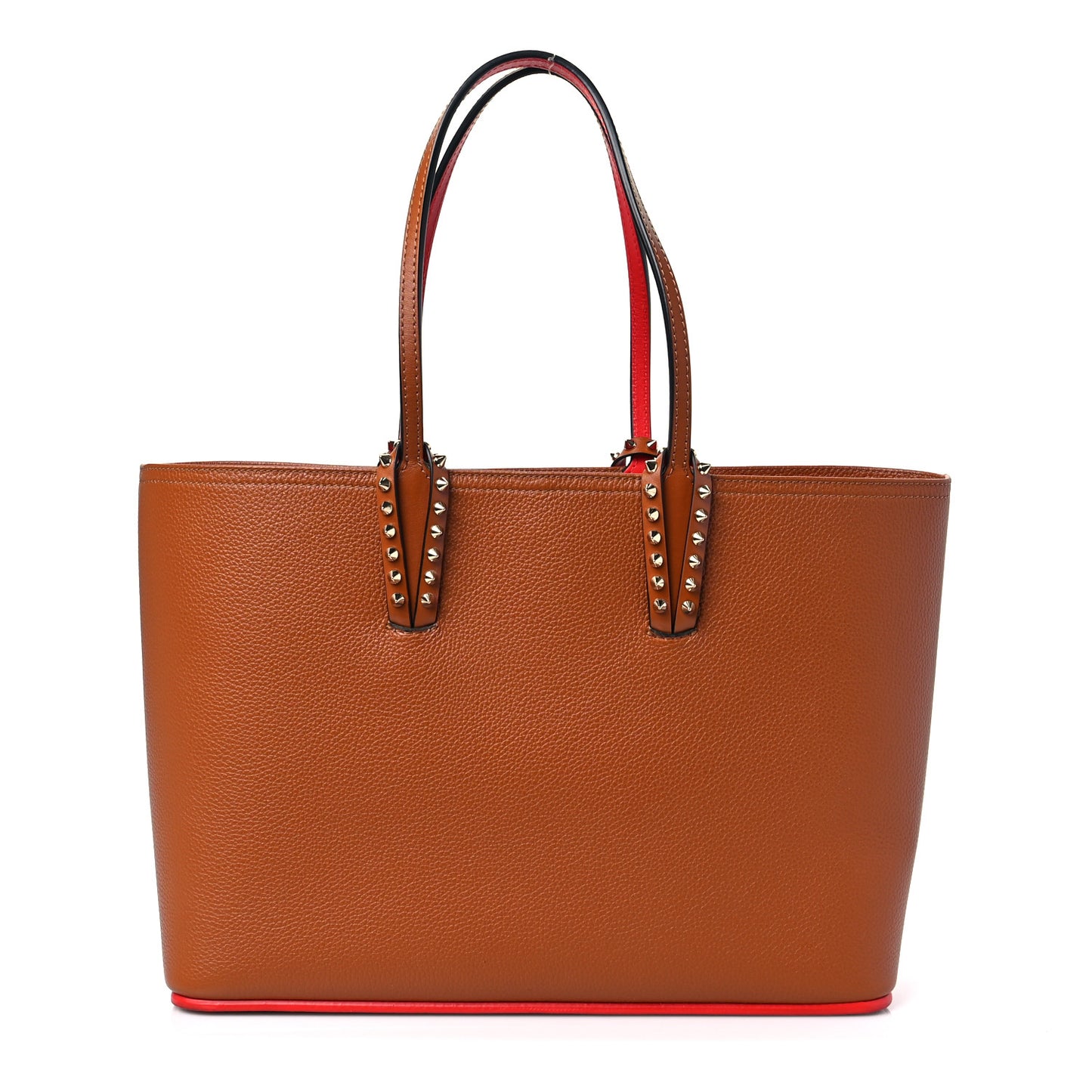 Calfskin Empire Spikes Small East West Cabata Tote Brown