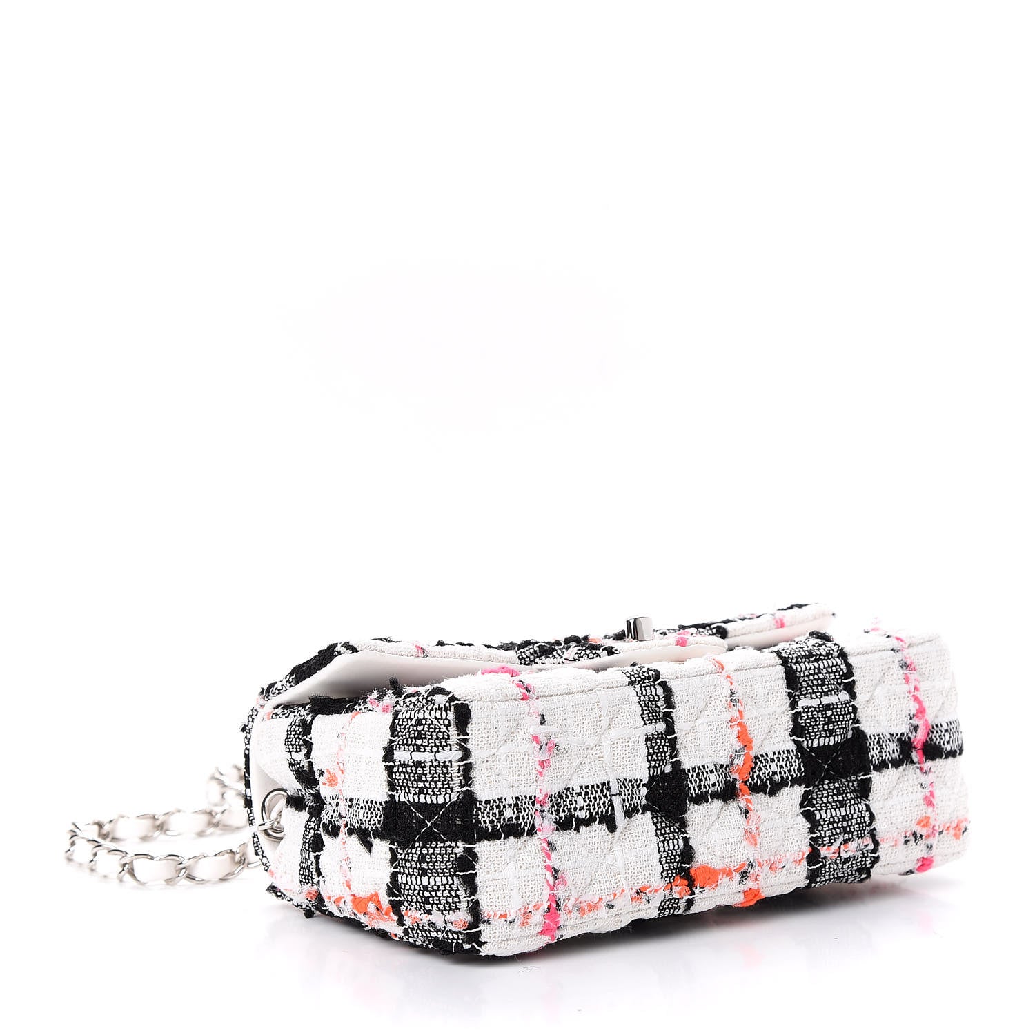 Chanel Tweed Quilted Mini Rectangular Flap Black White Pink 4 of 11