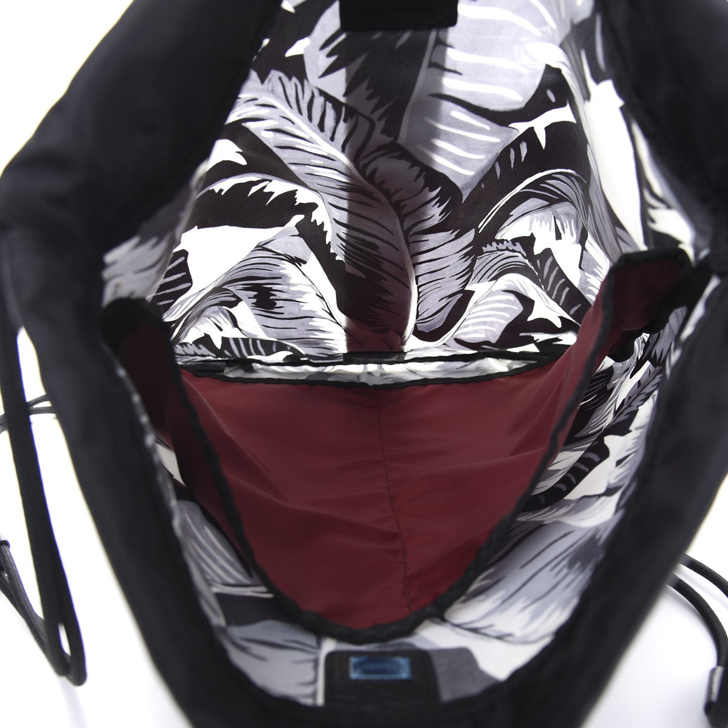 Nylon Printed Drawstring Backpack Black