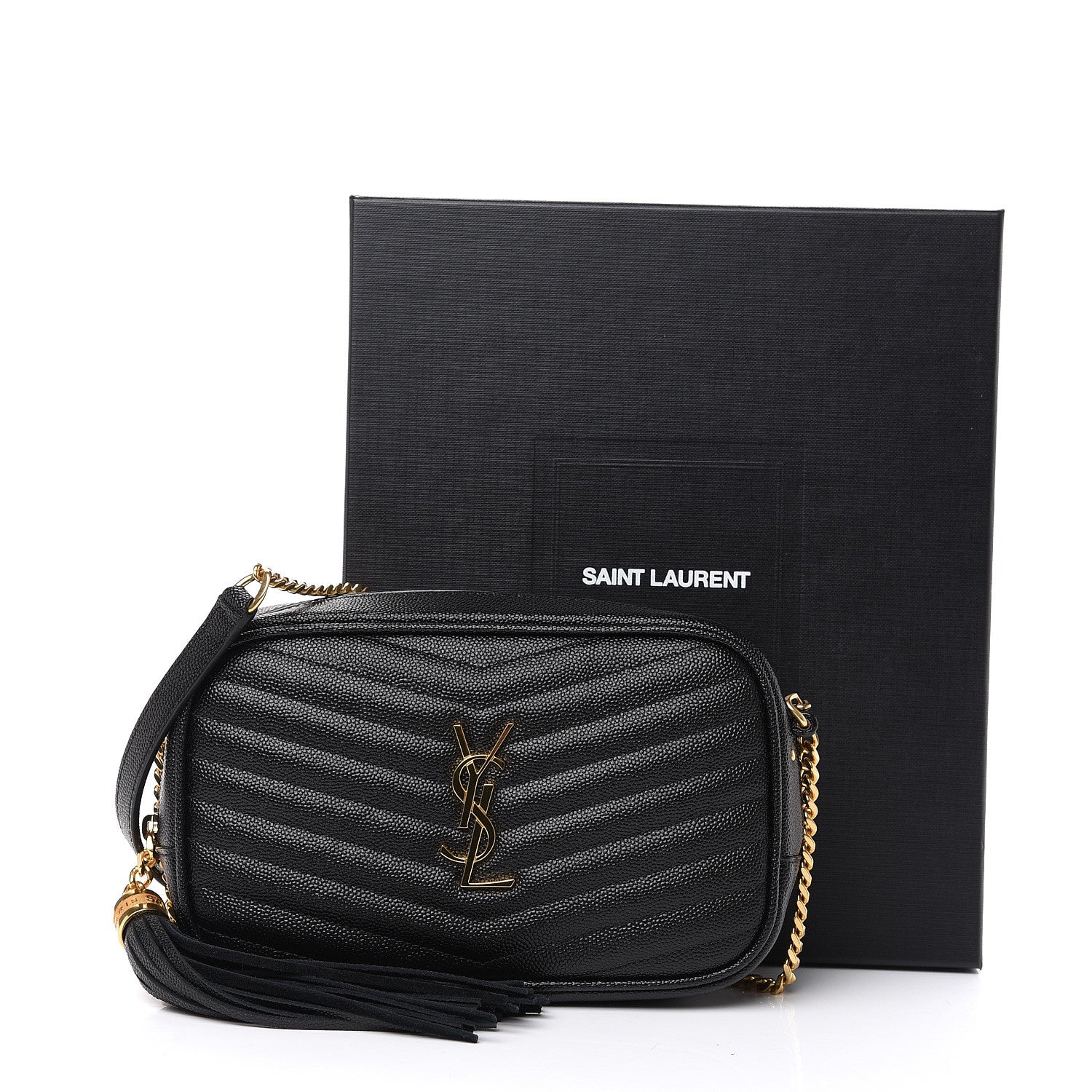 Saint Laurent Grain De Poudre Matelasse Monogram Mini Lou Camera Bag Black 9 of 9