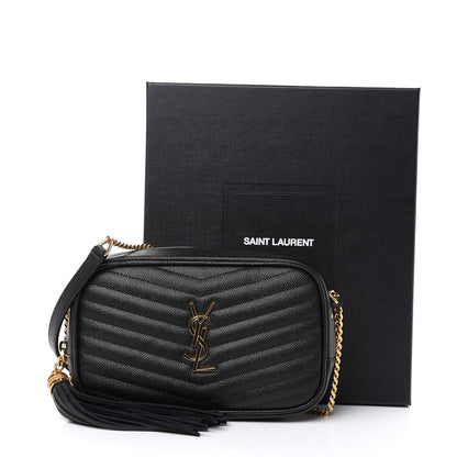 Saint Laurent Grain De Poudre Matelasse Monogram Mini Lou Camera Bag Black 9 of 9