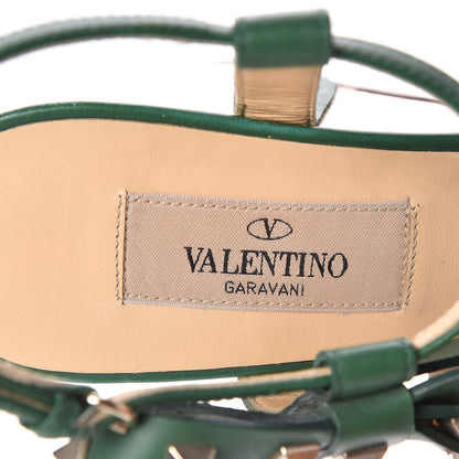 Valentino Garavani Vitello Rockstud Asymmetric Bow Wedge Sandals 37 Green 7 of 7