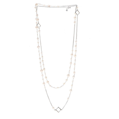 David Yurman Sterling Silver Pearl Quatrefoil Long Chain Necklace 4 of 8