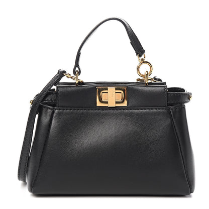 Fendi Nappa Micro Peekaboo Iconic Satchel Black 1 of 9