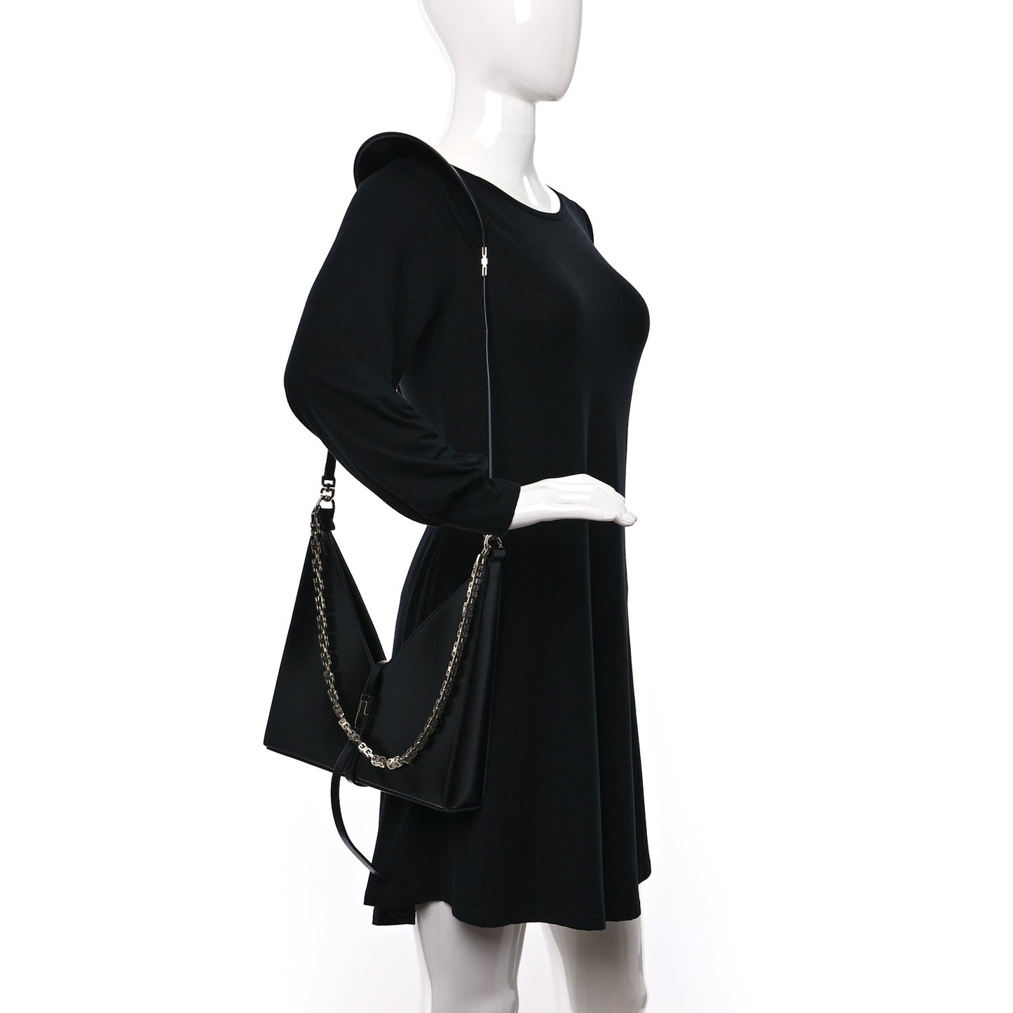 Box Calfskin Small Cut Out Shoulder Bag Black