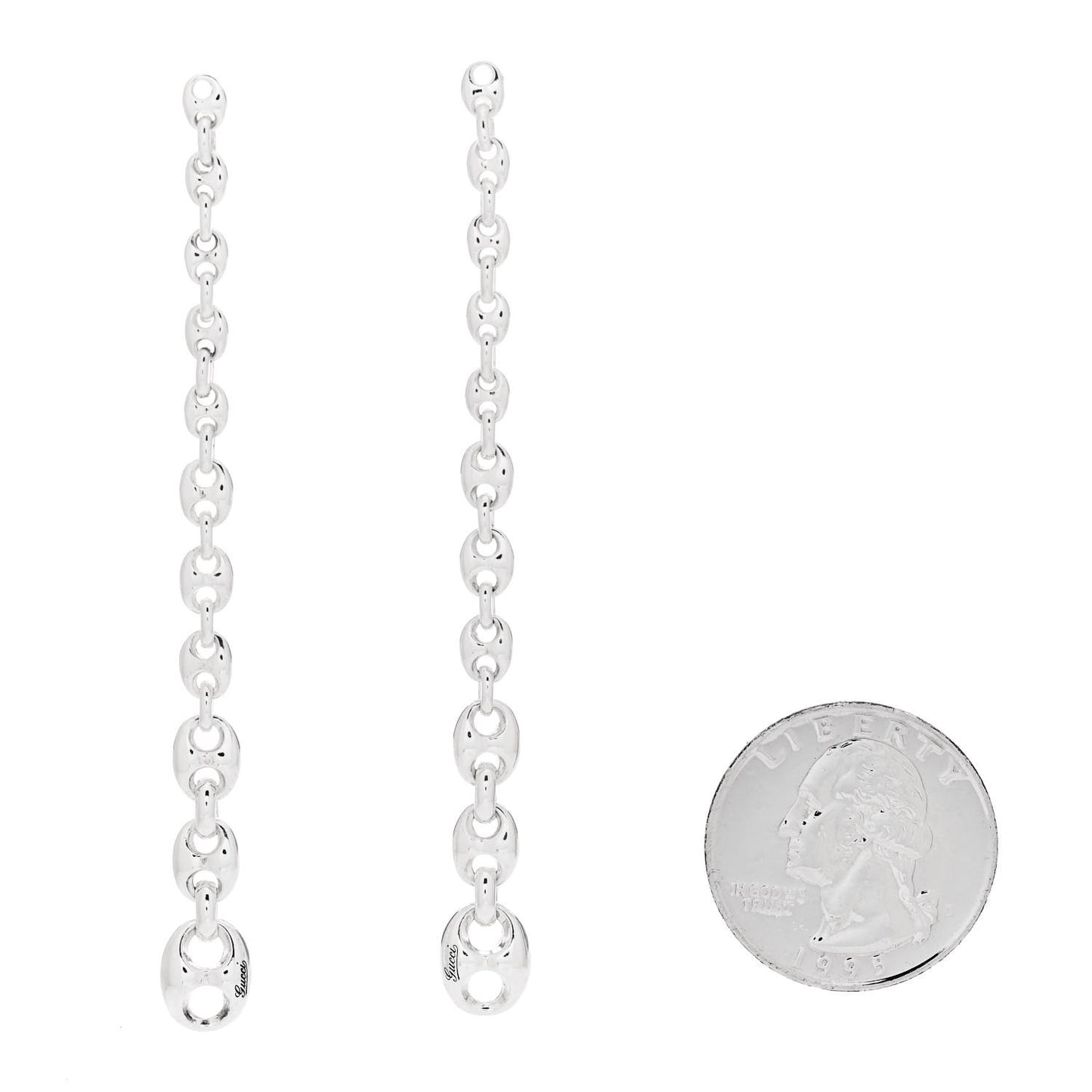 Sterling Silver Horsebit Long Drop Earrings