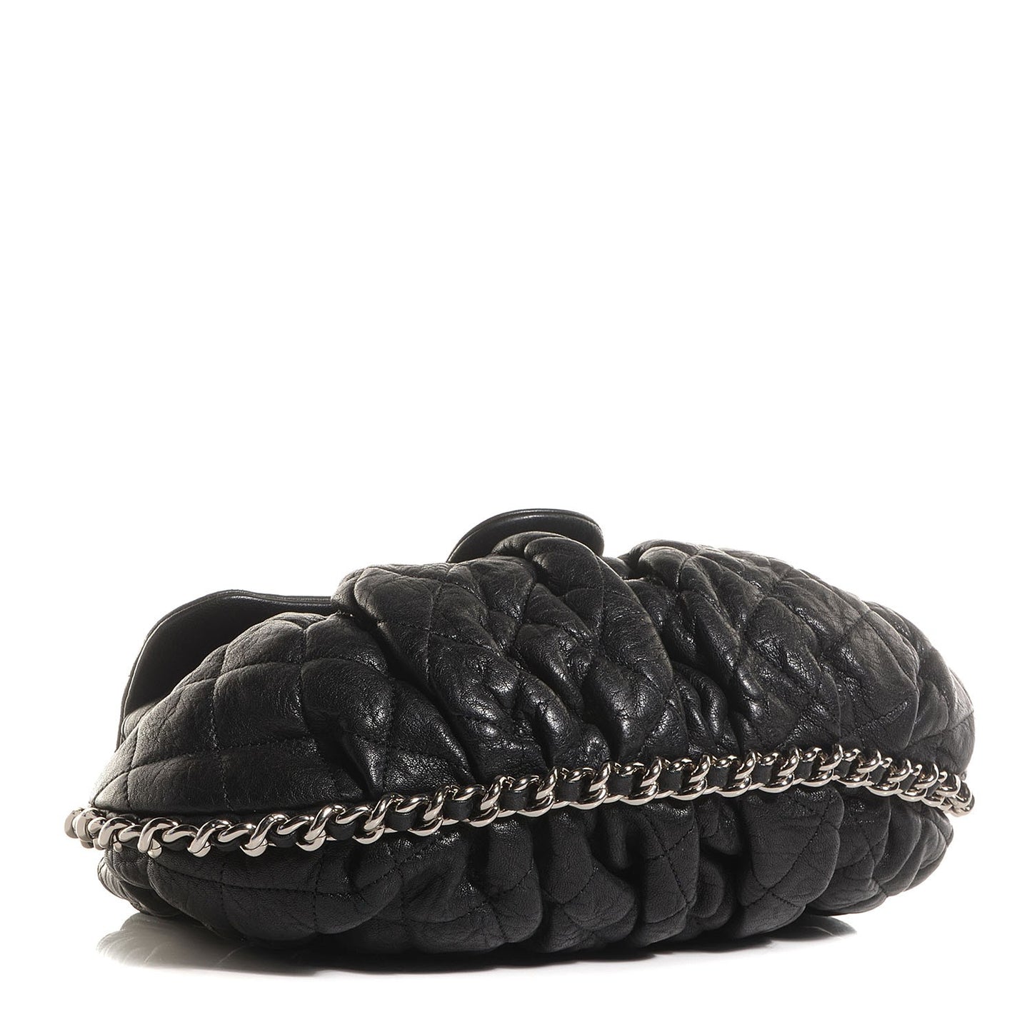 Washed Lambskin Quilted Medium Chain Around Messenger Black