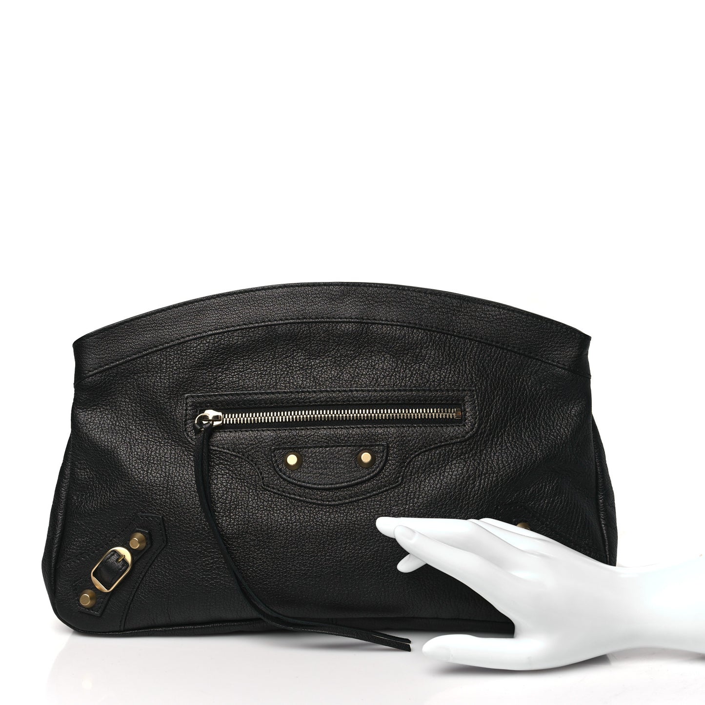 Chevre Classic Gold Hardware Premier Clutch Black