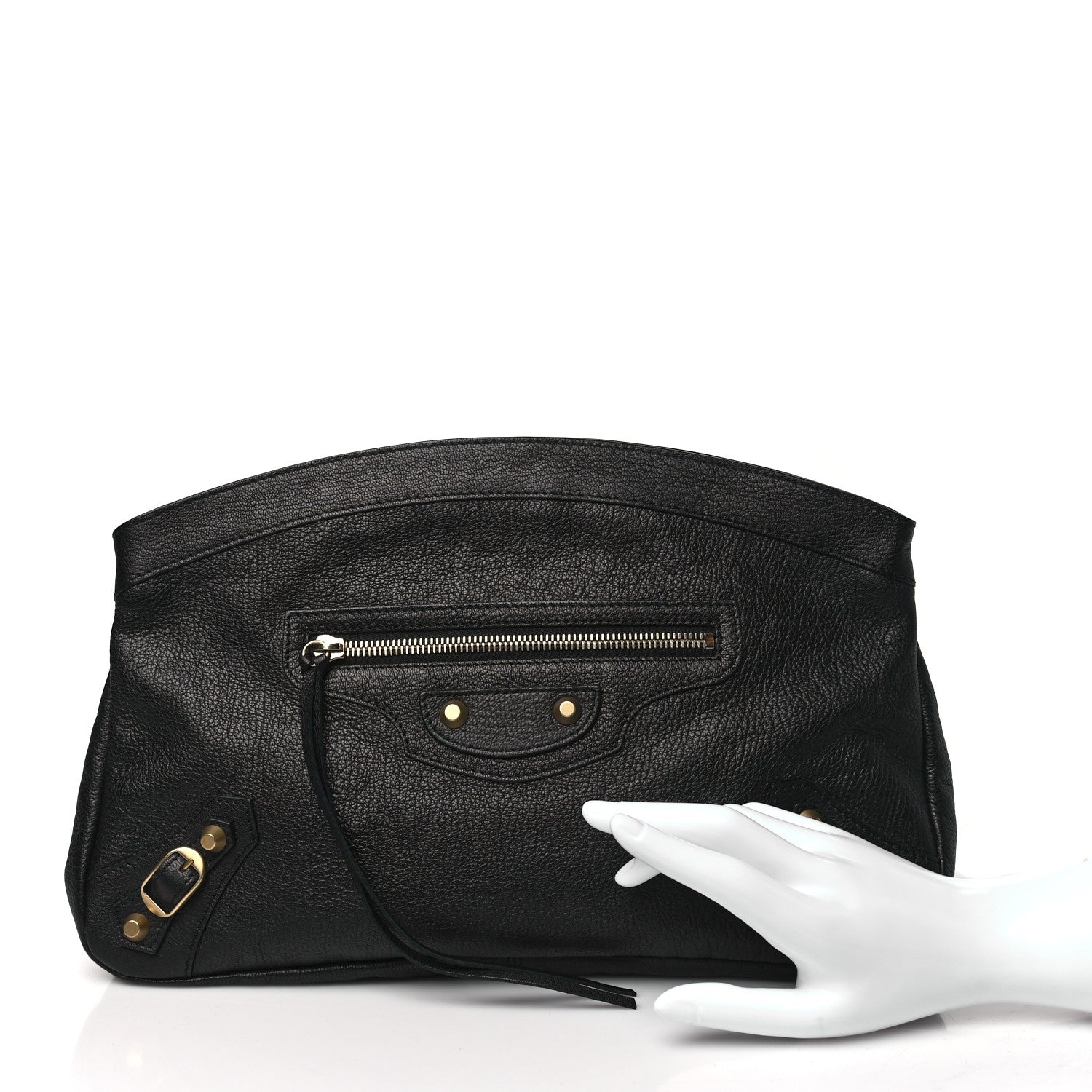 Balenciaga Chevre Classic Gold Hardware Premier Clutch Black 3 of 11