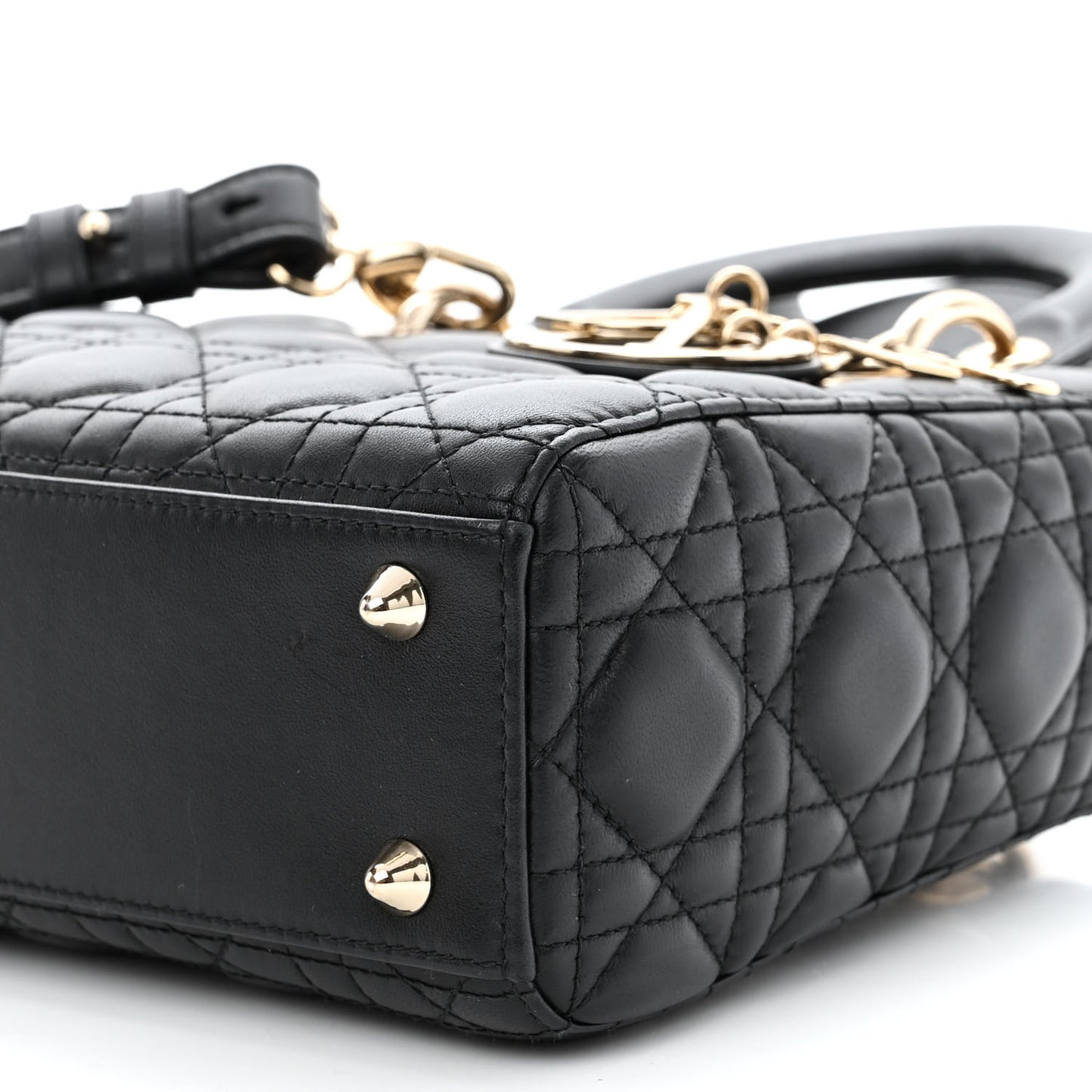 CHRISTIAN DIOR Lambskin Cannage Small My ABCDior Lady Dior Black
